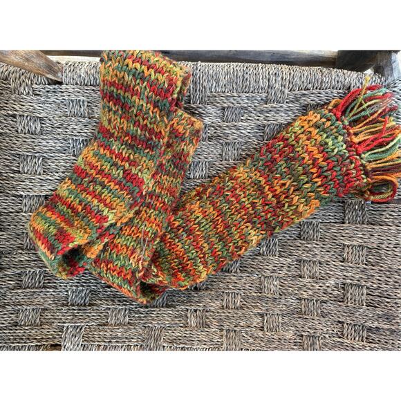 Vintage Handmade Knit Hat + Scarf Set – Autumn Multi - Picture 4 of 5